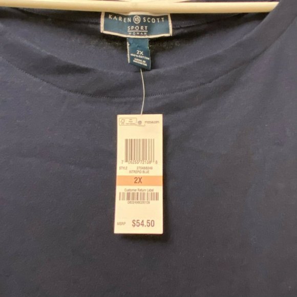 NWT Karen Scott Sport Navy Blue Short Sleeve dress - Picture 3 of 4